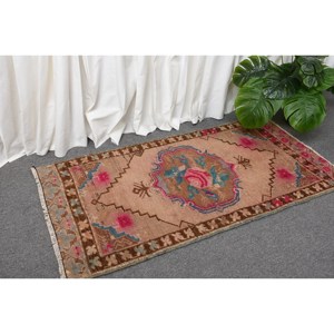 Vintage marrón Rosa 1,8X3,7 pies área grande alfombra turca lana algas marinas Material látex abstracto Rectangular pasillo diseño habitación alfombra - Product Image 3