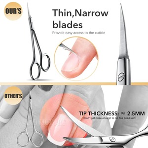 Tijeras para Cutículas de Acero Inoxidable, Removedor de Piel Muerta para Uñas, Cortaúñas, Tijeras Rusas para Manicura, Tijeras con Punta Curva - Product Image 3