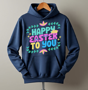 เสื้อสเวตเชิ้ตมีฮู้ดลายพิมพ์ผ้าฝ้ายสำหรับทุกเพศ รุ่น Happy Easter To You สวมใส่สบายในฤดูใบไม้ผลิ มีกระเป๋า ทรงพอดีตัว - Product Image 1