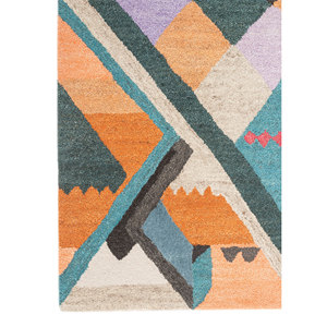 พรมทอมือลายเรขาคณิตสีน้ำเงิน Weaver Art Reserve ขนาด 9x12 ฟุต แบบทอเรียบ สำหรับห้องนั่งเล่นและทางเดินในบ้าน - Product Image 4