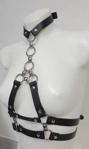 Harnais en cuir noir fait à la main Style unisexe Punk épaule accessoire LWH-0050 - Product Image 2