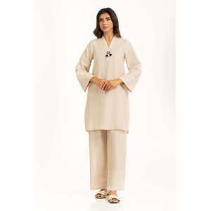 ชุดลำลองสองชิ้นสำหรับผู้หญิง รุ่นย้อมเส้นด้าย รหัสสินค้า IPST-55295 สำหรับฤดูใบไม้ผลิ/ฤดูร้อน ไซส์ XS/XS เสื้อแขนสามส่วน - Product Image 2