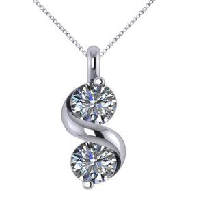 Collier avec pendentif en or blanc 14 carats et deux pierres en forme de spirale, 1,00 ct - Product Image 1