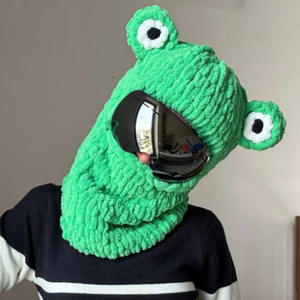 Chapeau de grenouille tricoté à la main pour Halloween, mignon et amusant, masque chaud transfrontalier avec protection des oreilles, couvre-chef numérique personnalisé pour fêtes - Product Image 3