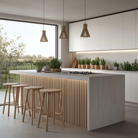 Îlot de cuisine modulaire moderne de haute qualité personnalisé armoires en bois massif carcasse en MDF fabriqué pour la salle à manger