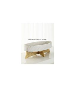 Hermosos cuencos de mármol con patrones de base metálica de veteado natural adecuados para almacenar dulces o como centro de mesa decorativo - Product Image 1