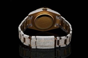 Montre ronde professionnelle pour homme style Bling avec diamants Moissanite VVS, boîtier bicolore or et argent, personnalisable, luxe - Product Image 3