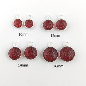 Collier pour femme en argent sterling 925 avec pendentif en quartz rouge sculpté à la main avec lunette en forme de fleur plaqué rhodium fournisseur de breloques - Product Image 6