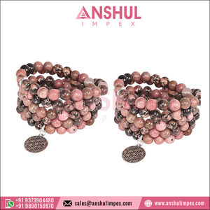 Gorgeous Rhodonite Crystals Mala <b>Bracelet</b> High Quality Gemstone <b>Beaded</b> <b>Bracelets</b> Promotes Emotional Healing and Forgiveness - Product Image 3