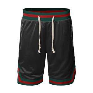 Men's Mesh Basketball Shorts Black Red Green Drawstring Waist Breathable Summer Training Wear with Side Pockets - Product Image 1