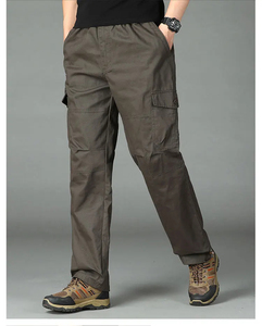 Trendy Saleh Enterprises Men Spandex Cotton Canvas Cargo Pants <b>Drawstring</b> Closure Summer Anti-Wrinkle Quick Dry Relax <b>Trousers</b> - Product Image 3