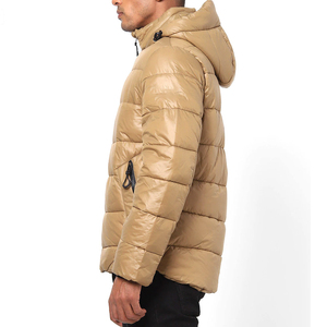 2024 Winter Casual Men's Puffer Jacket High Quality Canvas Customizable Logo Solid Color Zip-Front High-Neck Thick Stand Hood - Product Image 5