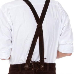 Nuevo diseño Color liso bordado cuero de vaca Lederhosen por encima de la rodilla correas ajustables cultivos espalda bávaro Unisex - Product Image 6