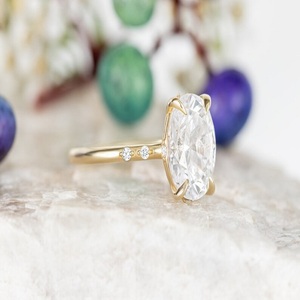 Anillo de diamante creado en laboratorio ovalado IGI, anillo de diamante cultivado en laboratorio de oro de 10K para boda y anillo o banda de compromiso - Product Image 2