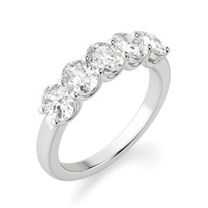 Bague de mariage ovale en diamant cinq pierres pour femme - Product Image 1
