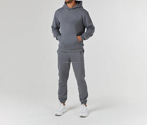 High Performance two piece customized logo high quality fabric solid plain color cheap price men winter tracksuits - Product Image 1