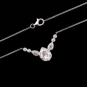 Collar de Moda con Diamante Moissanite de Corte Pera, Oro Blanco, Estilo Hip Hop, Collar Personalizado - Product Image 4