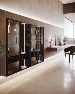 Juego de Muebles de Sala de Estar de Estilo Italiano Moderno y Lujoso, Librero de Madera Minimalista y Sofá de Cuero con Gabinete Combinado - Product Image 3