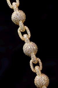 Collier chaîne en or rhodié de luxe serti de moissanite glacée de 15 carats, bijoux orthodoxes hip-hop, chaîne à maillons statement, cadeau de fête - Product Image 2