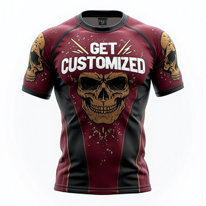 Training Wear Premium <b>BJJ</b> <b>Rash</b> <b>Guards</b> High Quality Customized Digital Print Stretch Lightweight Durable MMA Breathable Anti UV - Product Image 3