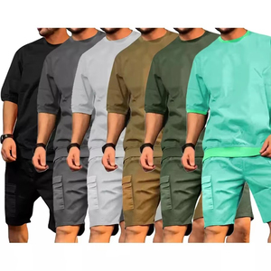 2025 Summer <b>Men's</b> Casual Street Wear Outfit <b>Short</b> Sleeve T-shirt and Printed <b>Shorts</b> Set for <b>Lounging</b> and Running - Product Image 3