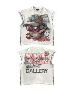 Camisetas personalizadas Camisa sin mangas de diseñador Impresión DTG Boxy Recortada sin mangas Camisetas gráficas - Product Image 2