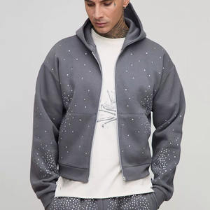 Conjunto de Sudadera con Capucha y Pantalones Deportivos de Alta Calidad, Personalizados, con Pedrería, Transpirables, de Algodón Mezclado - Product Image 1