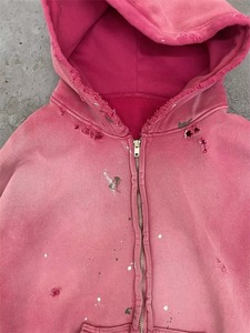 Sweat à capuche unisexe oversize avec fermeture éclair et double épaisseur pour hommes, effet soleil, délavé, délavé, vintage - Product Image 4