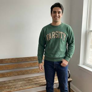 Sudadera de invierno para hombre estilo universitario de los 90, con estampado de letras universitarias desgastadas, de algodón grueso, cuello redondo, ecológica - Product Image 2