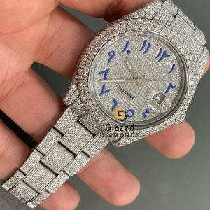 นาฬิกาข้อมือสำหรับผู้ชายสไตล์ฮิปฮอปประดับเพชรใส - Product Image 1