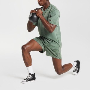 Pantalones cortos lavados personalizados Parche de rizo francés Bordado Transpirable 100% Algodón Streetwear Vintage Sun Faded Acid Wash Shorts para hombres - Product Image 6