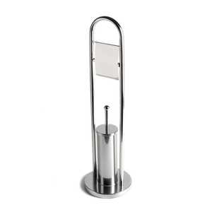 Portarrollos de Papel Higiénico y Escobillero Cromado con Base Redonda, Accesorios para Baño - Product Image 1