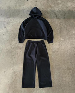 ชุดเซ็ตเสื้อฮู้ดดี้และกางเกงจ็อกเกอร์ผ้าฟลีซเนื้อหนา 500GSM ผลิตจากผ้าฝ้าย 100% ระบายอากาศได้ดี เป็นมิตรกับสิ่งแวดล้อม เหมาะสำหรับสตรีทแวร์ แบบเรียบง่าย - Product Image 1