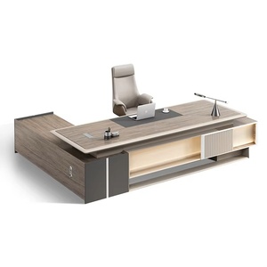 Bureau de direction moderne de luxe en forme de L, table d'angle en bois pour ordinateur, poste de travail durable et spacieux pour PDG et managers, usage commercial intensif - Product Image 1