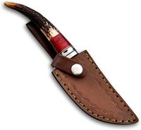 Couteau de combat, de chasse et de survie en acier Damas de haute qualité, fait main, avec manche en corne de cerf, pour l'extérieur, OEM, 56HRC, pointe tombante, ultra-affûté