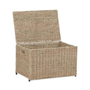 Grand coffre en jonc de mer tressé de haute qualité, coffre de rangement en herbe de mer naturelle, coffre en paille de raphia - Product Image 1