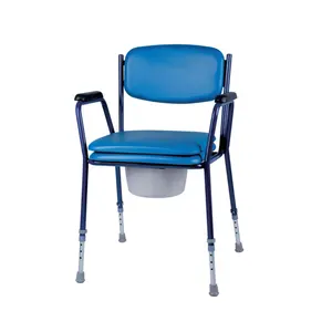 New Hospital Aluminum Alloy And PVC Waterproof German Blue Painted Commode Toilet Chair Foldable ToiletChairs For Elderly