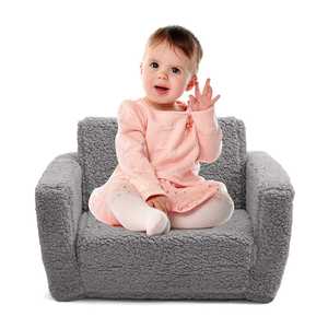Canapé-lit 2-en-1 Sherpa pour enfants, <span class=keywords><strong>fauteuil</strong></span> <span class=keywords><strong>convertible</strong></span> pour enfants, mobilier moderne en peluche pour enfants - Product Image 5