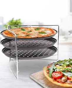 Pur fer noir grand support à pizza design rond vaisselle élégante parfaite pour les mariages restaurants support de service de dessert durable - Product Image 3