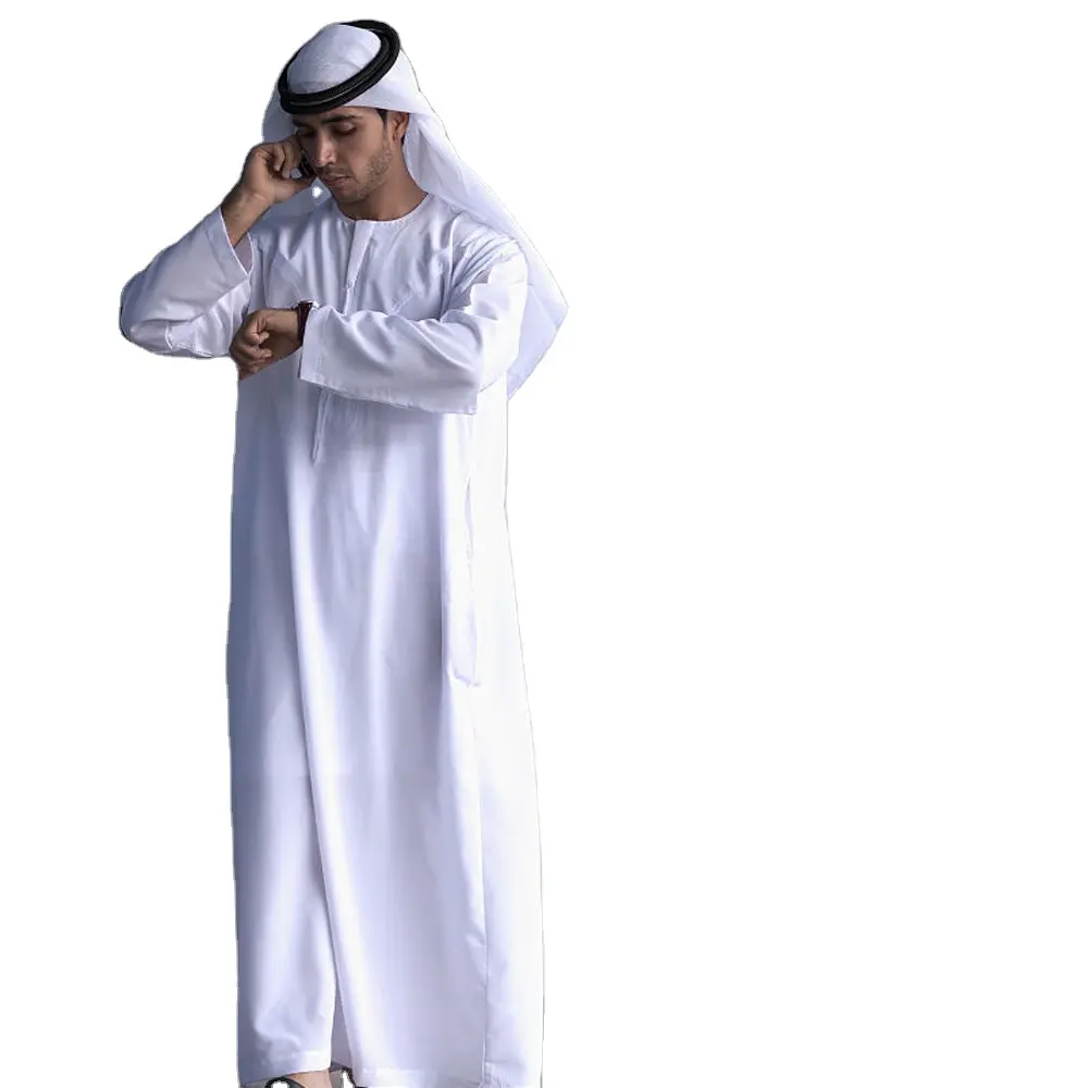 2023 vente en gros de vêtements musulmans traditionnels hommes thobe daffah logo personnalisé thobe blanc teint gracieux islamique musulman thobe pour hommes