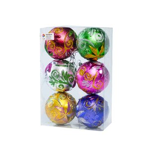 Adornos navideños de plástico hechos a mano de alta calidad, 6 uds., 10cm, acabado brillante, colores surtidos - Product Image 6