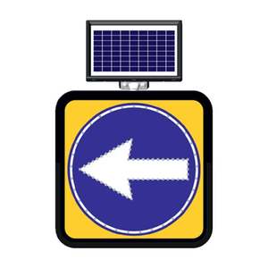Señal de Tráfico Reflectante con Energía Solar, Dirección Obligatoria a la Izquierda, 60 x 60 cm, Señal de Flecha LED - Product Image 1