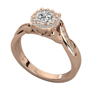 Bague de fiançailles halo à tige torsadée avec diamant rond - Product Image 2
