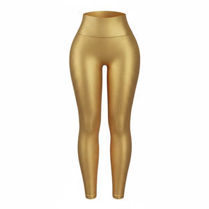 Legging de yoga et de sport pour femmes, taille haute, brillant, à compression, coupe en V, personnalisé, tendance - Product Image 1