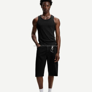 Pantalones cortos deportivos de punto medio de algodón personalizados para hombre, pantalones cortos calientes de talla grande para verano, playa, ajuste holgado, cordón antiarrugas OEM - Product Image 3