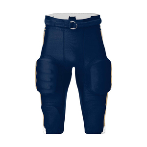 Pantalon de football rembourré jaune pour homme avec ceinture bleue, coupe athlétique, toutes saisons, couleur unie, matériaux en polyester - Product Image 3