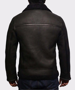 Chaqueta Bomber de Cuero Genuino para Hombre, Corte Entallado, Cuello Alto, Logotipo Frontal, Impermeable, Transpirable, para Invierno - Product Image 4