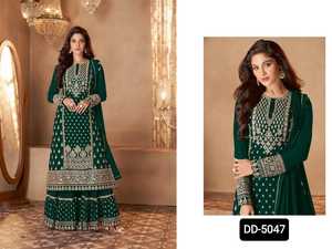 El último traje Salwar Kameez de estilo indio y pakistaní floreciente Georgette con trabajo de secuencia pesada para ropa de festival de boda - Product Image 2