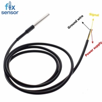 Sensor Suhu Digital DS18B20 Impor IP66/67/68 Kabel Tahan Air 1m 2m 3m Probe Baja Tahan Karat 55C hingga +125C