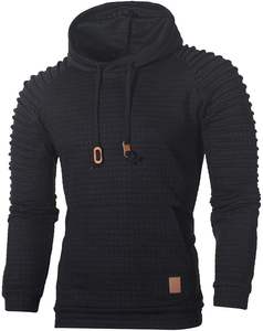 Recién llegados, sudaderas con capucha para hombre, sudaderas con capucha informales con cordón de manga larga Jacquard a cuadros con bolsillos Kanga - Product Image 3